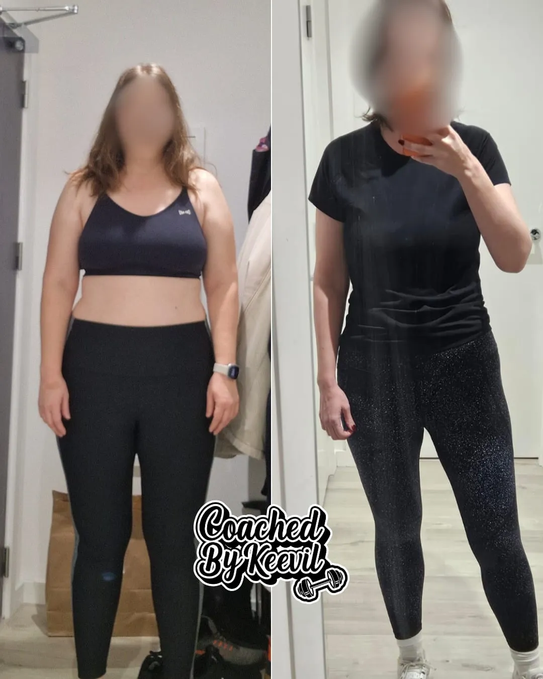Cali's before and after, front on